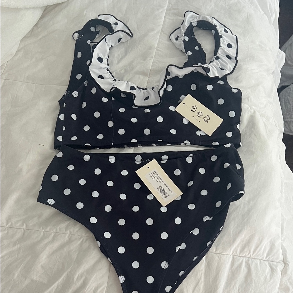 Sea Navy and White Polka Dot Bikini